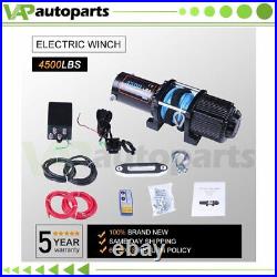 12V Electric Winch 4500LBS ATV UTV Recovery with Wireless Remote Synthetic Rope
