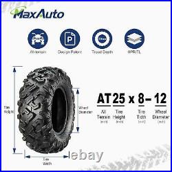 25x8-12 ATV Tires Set of 2 All Terrain Trail Sand Mud UTV Off-Road Tires 6PR
