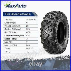 25x8-12 ATV Tires Set of 2 All Terrain Trail Sand Mud UTV Off-Road Tires 6PR
