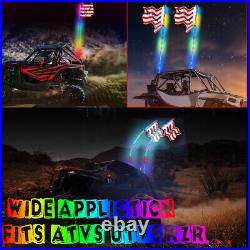 2X 2ft Lighted Spiral RGB LED Whip Antenna ATV UTV+ 6 Pods Rock Lights Kit Truck
