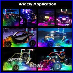 2X 3FT RGB Dancing LED Whip Lights + 10Pods Rock Light Kit Bluetooth for ATV UTV