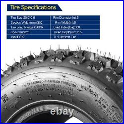2pcs 20x10-9 ATV Tires 20x10x9 Rear Quad Sport Tires All Terrain UTV Tire