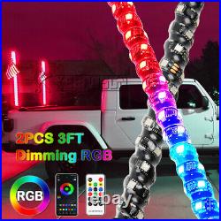 2x ATV UTV 3FT RGB Spiral Whip Lights Antenna + US Flags For Honda Foreman 500