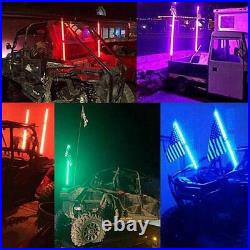2x ATV UTV 3FT RGB Spiral Whip Lights Antenna + US Flags For Honda Foreman 500