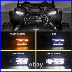 2x For Polaris RZR XP 1000 GENERAL ATV UTV LED Headlights Turn Signal DRL Black