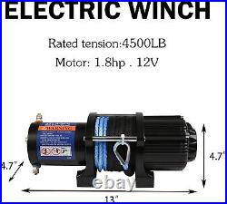 4500LB Electric Winch 12V Synthetic Rope Towing Trailer Off-road ATV UTV Truck