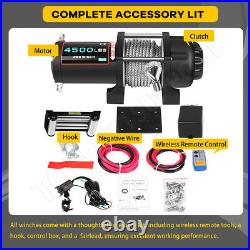 4500LBS ATV UTV Electric Recovery Winch 12V Towing Truck Steel Cable 4WD 4500lbs
