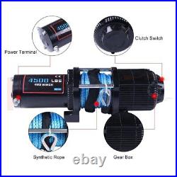 4500LBS UTV ATV Recovery Electric Winch Synthetic Rope Offroad 12V Waterproof