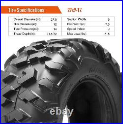 6PR 27x9-12 ATV Tires UTV 27x9x12 All Terrain Off-Road Tyre Tubeless Replacement