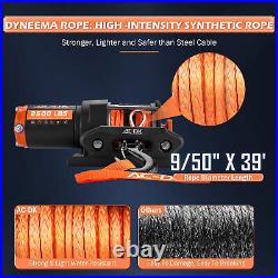 AC-DK Electric Winch 2500LBS 12V Synthetic Rope ORANGE Towing Truck ATV UTV 4WD