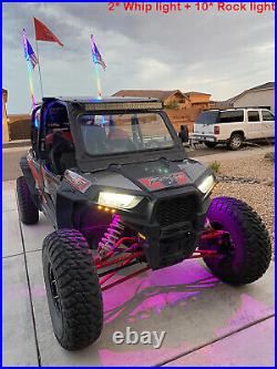 ATV UTV 2PCS 3FT LED Whip Lights With Flag + 10 Pods Rock Lights Underglow LED Kit