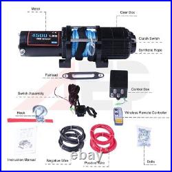 Electric Winch Kit For ATV UTV Waterproof Recovery with Wireless Remote 4500lb 12V