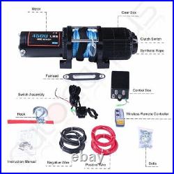 For 14-19 Polaris RZR UTV ATV Winch 4500LBS Electric Winch Synthetic Rope 12V