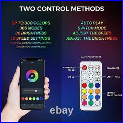 For ATV UTV RZR Pair 4ft LED Whip Lights Bluetooth APP Remote Control + US Flag