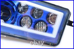 For Polaris RZR XP 4 1000 900 S ATV UTV Pair Blue Led Headlights Hi/Lo Halo DRL