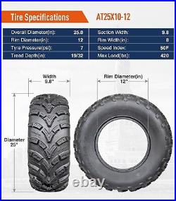 Full Set 4 25x8-12 25x10-12 ATV Tires 25x8x12 25x10x12 6Ply Mud UTV Replace Tire