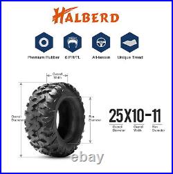 Halberd 25x10-11 25x10x11 ATV UTV Tires 6Ply All Terrain Heavy Duty Replace Tyre