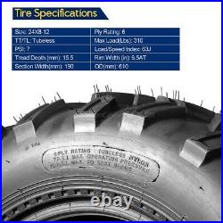 MaxAuto 24x8-12 ATV UTV Off-Road Tires All-Terrain 6 Ply Tubeless Set of 1