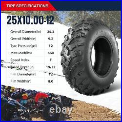 OBOR Pinacle Set Of 2 25x10.00-12 ATV/UTV Tires 25x10x12 Heavy Duty Replacement