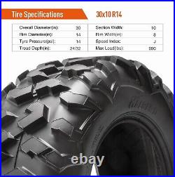 Set 2 10Ply 30X10.00R14 ATV Tires 30x10x14 All Terrain UTV SXS Tubeless Replace