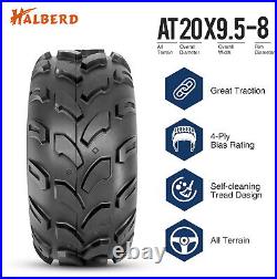 Set 2 20x9.5-8 ATV Tires 4Ply UTV 20x9.5x8 Heavy Duty Replacement Tyre Tubeless