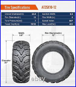 Set 2 25X10-12 ATV Tires 6Ply 25X10X12 UTV All Terrain Replacement Heavy Duty US