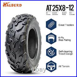 Set 2 25X8-12 ATV Tires 6Ply 25X8X12 Mud All Terrain Replacement Heavy Duty Tyre
