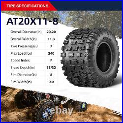 Set 2 OBOR ADVENT 20x11-8 20x11x8 UTV ATV Tires Heavy Duty Replace All Terrain