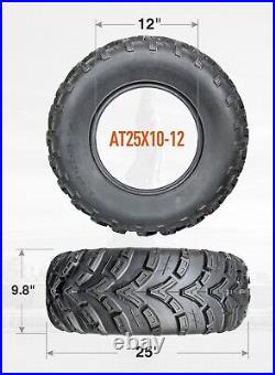 Set 4 25x10-12 ATV Tires 25x10x12 UTV Off-Road All Terrain 6PR Tubeless Replace