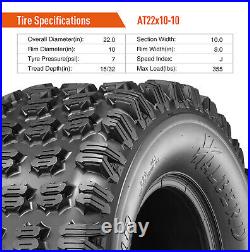 Set Of 2 22x10-10 Sport ATV Tires 6Ply 22x10x10 All Terrain Tubeless Replacement