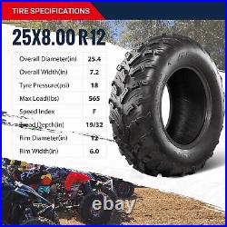 Set Of 2 OBOR 25x8-12 ATV MUD Tires 25x8.00x12 UTV Tyres 6Ply Heavy Duty Replace