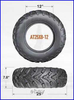 Set Of 4 25x8-12 ATV Tires 25x8x12 UTV Off-Road All Terrain 6PR Tubeless Replace